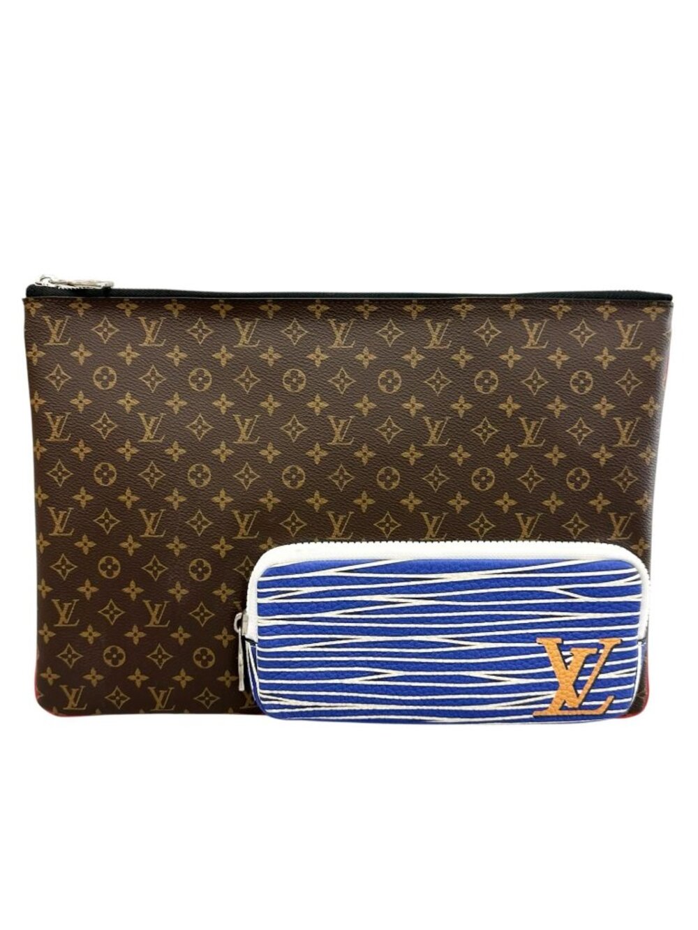 Louis Vuitton Patchwork Monogram Clutch Canvas Brown